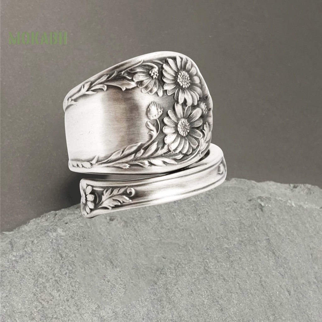 [Mới] Nhẫn Mở Rộng Hình Hoa Hướng Dương Phong Cách Boho Cổ Điển Có Thể Điều Chỉnh Kích Cỡ Cho Nam Và Nữ