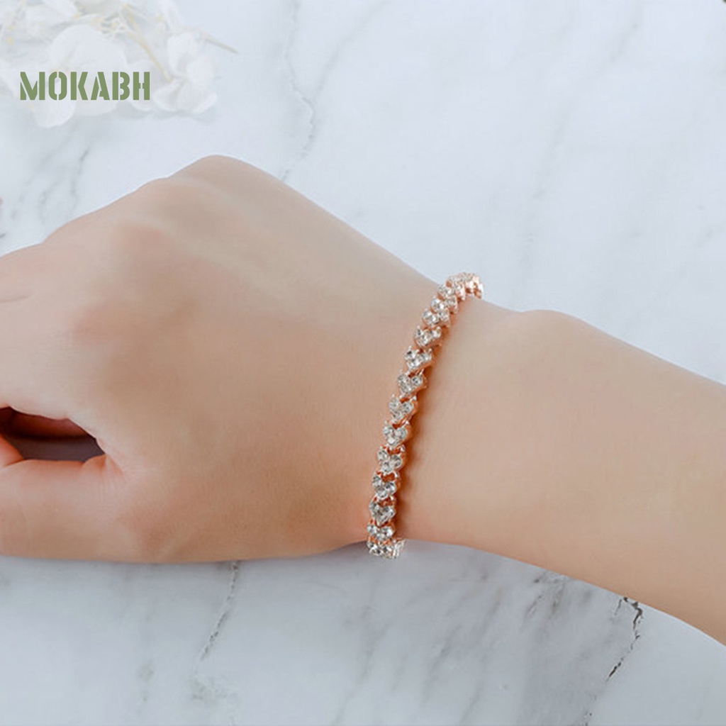 Vòng Tay Giả Pha Lê Họa Tiết Trái Tim Lấp Lánh Thời Trang Cho Nữ