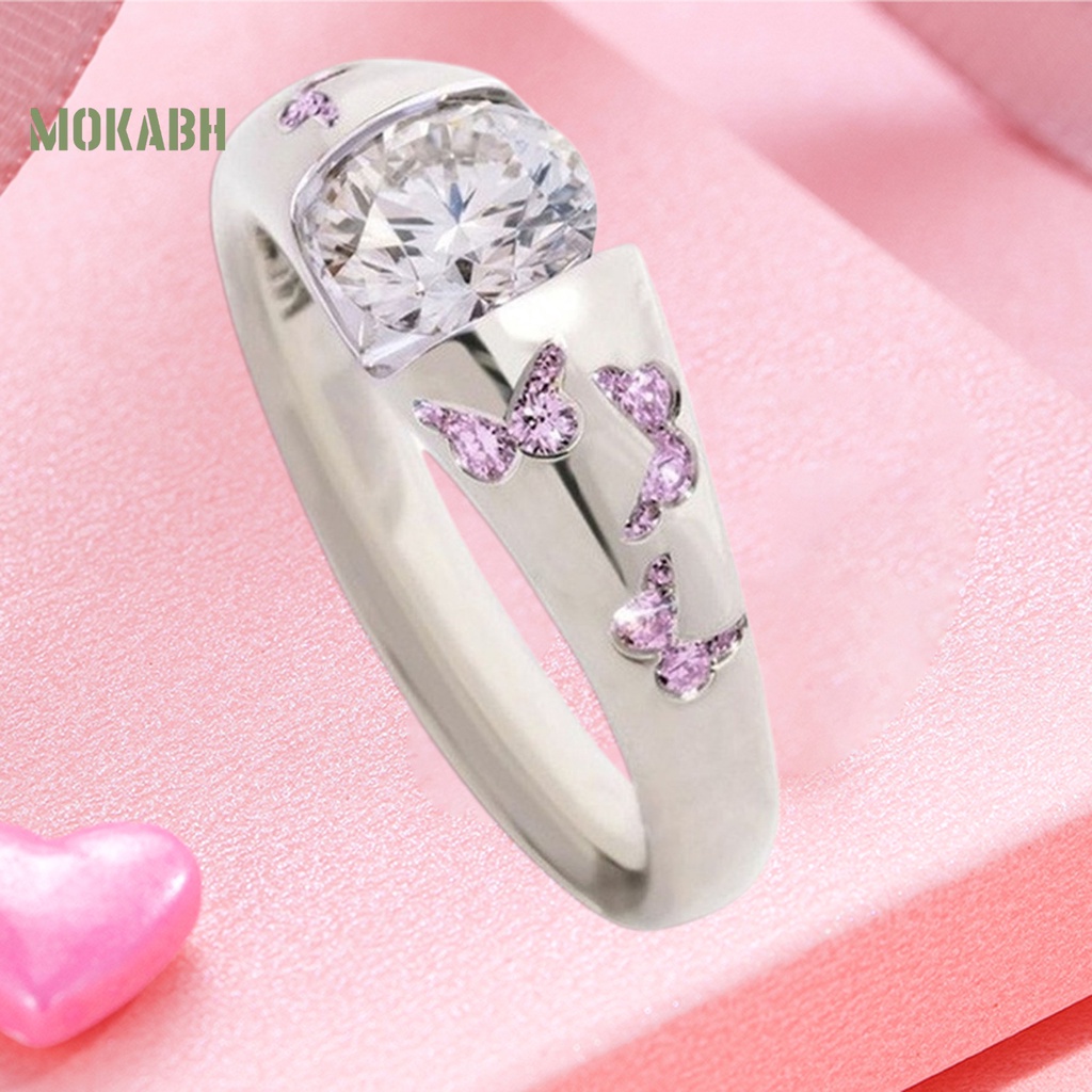 Nhẫn Hợp Kim Họa Tiết Bươm Bướm Đính Đá Zircon Thời Trang Cho Nữ