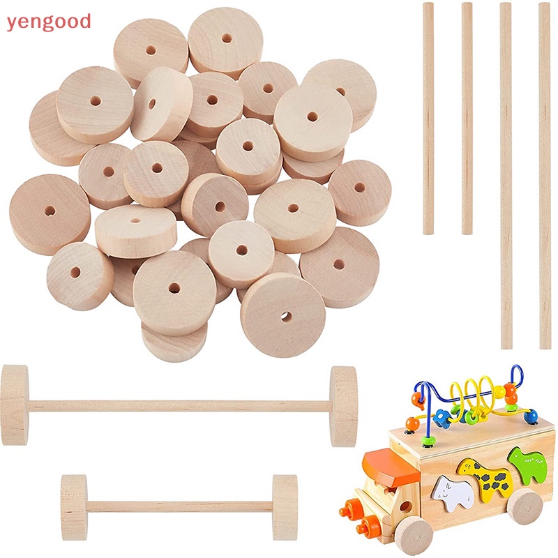 1 Bộ Bánh Xe Bằng Gỗ Có Lỗ 0.2 inch Cho Mô Hình Xe Hơi Đồ Chơi DIY