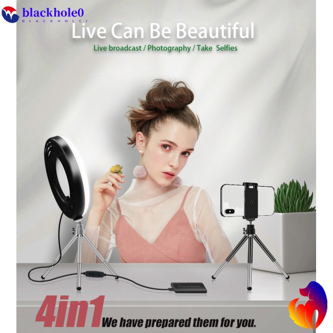 Vòng Đèn LED Tròn 9 Inch 4 Trong 1 Dùng Trang Điểm Để Bàn