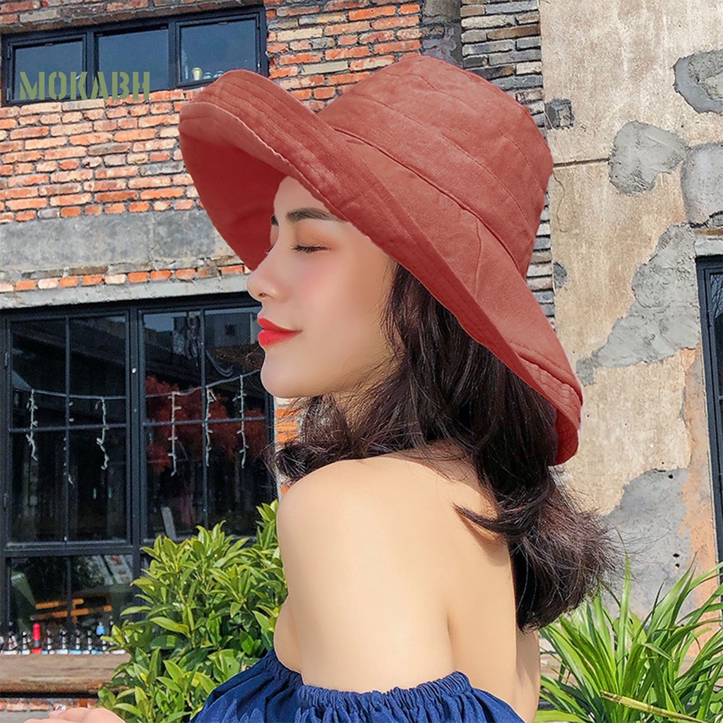 Nón Vành Tròn Màu Trơn Thoáng Khí Thời Trang Mùa Hè Cho Nữ