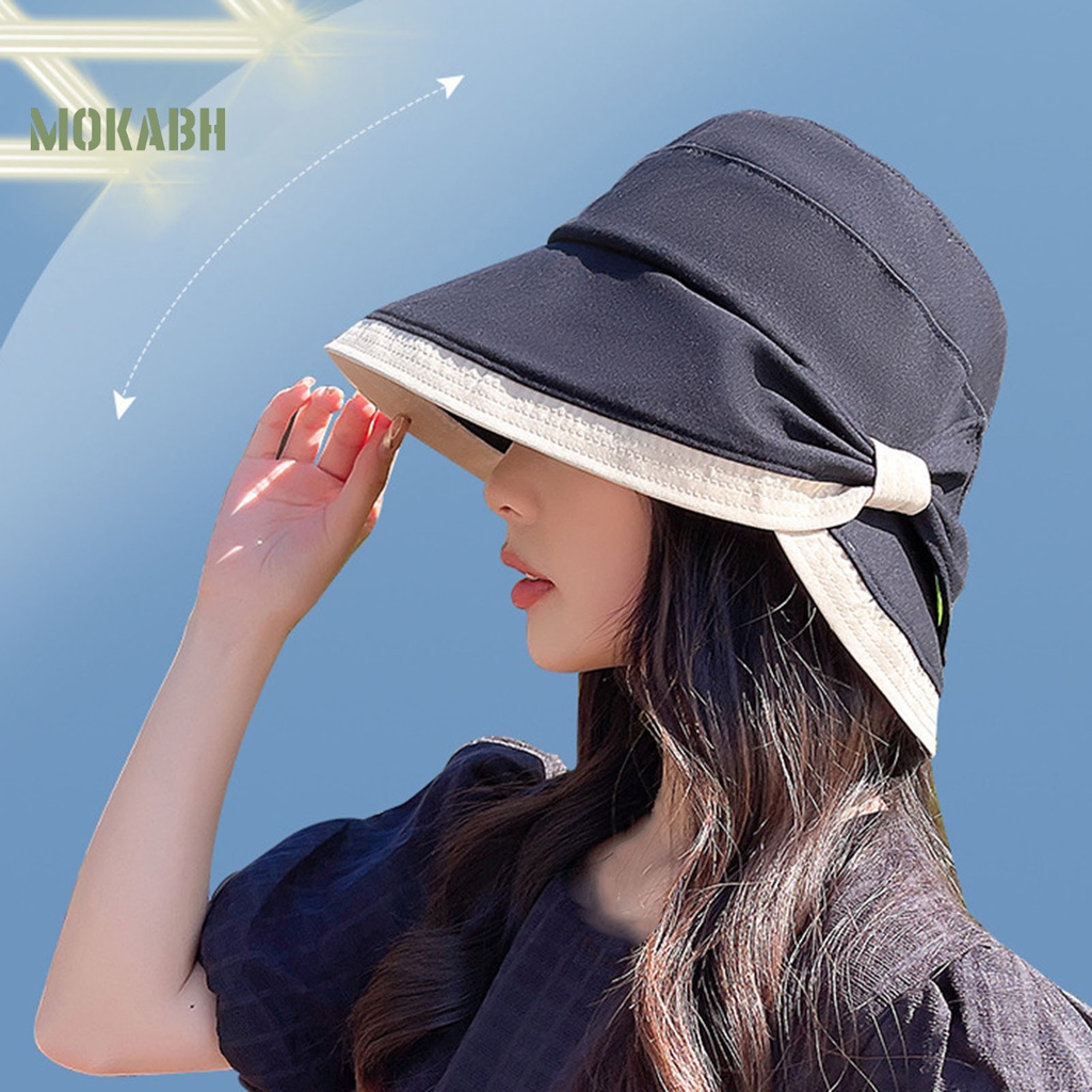 Nón Tai Bèo Vành Rộng Thoáng Khí Màu Sắc Tương Phản Thời Trang Mùa Hè Cho Nữ