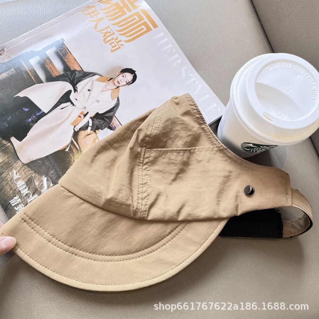 Mũ Bucket Chống Nắng Không Chóp Cột Dây Buộc Tóc Đuôi Ngựa Khô Nhanh Thời Trang Mùa Hè Cho Nữ