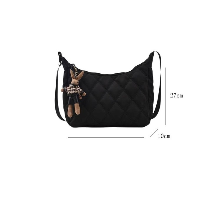 Túi Vải nylon Đeo Vai Hình Thoi Có Khóa Kéo Sức Chứa Lớn Cho Nữ