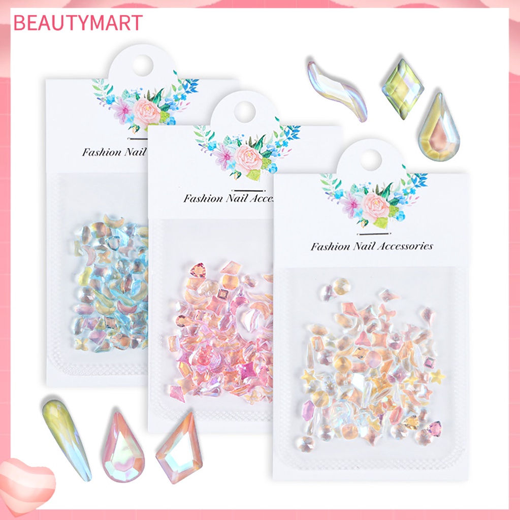 Set 100 Phụ Kiện Trang Trí Móng Tay Nghệ Thuật Nhiều Màu Sắc Không Phai