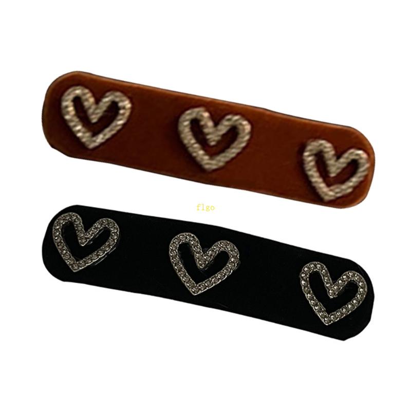 Kẹp Tóc Vải Nhung Đính Đá Hình Trái Tim Dễ Thương Cho Thanh Thiếu Niên