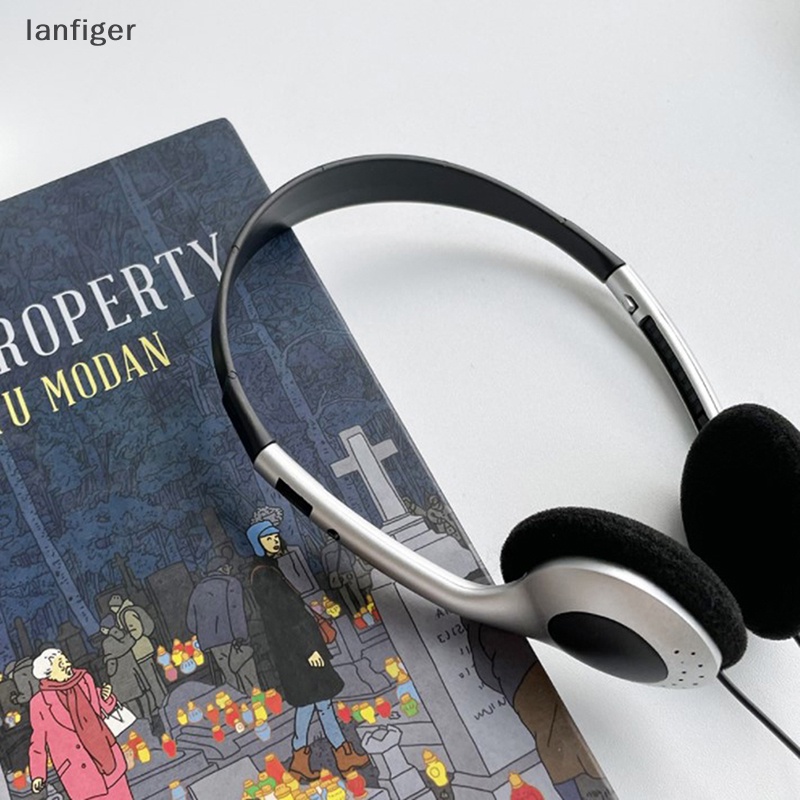 Tai Nghe Chụp Tai Lanf 90 's Có Micro Màu Đen / Bạc Thời Trang Phong Cách Nhật Bản