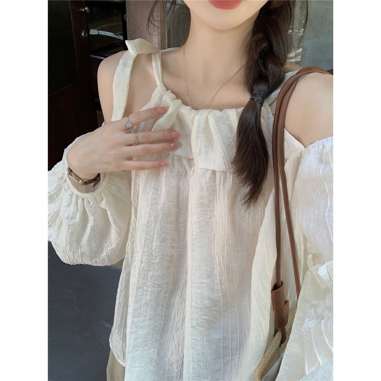 Áo Kiểu Trễ Vai Dáng Rộng Phong Cách Phương Tây Thời Trang Mùa Hè Xinh Xắn Cho Nữ