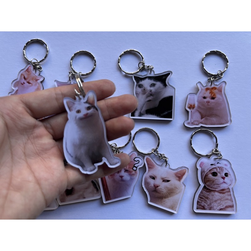 Móc khoá mica mèo meme cute đáng yêu