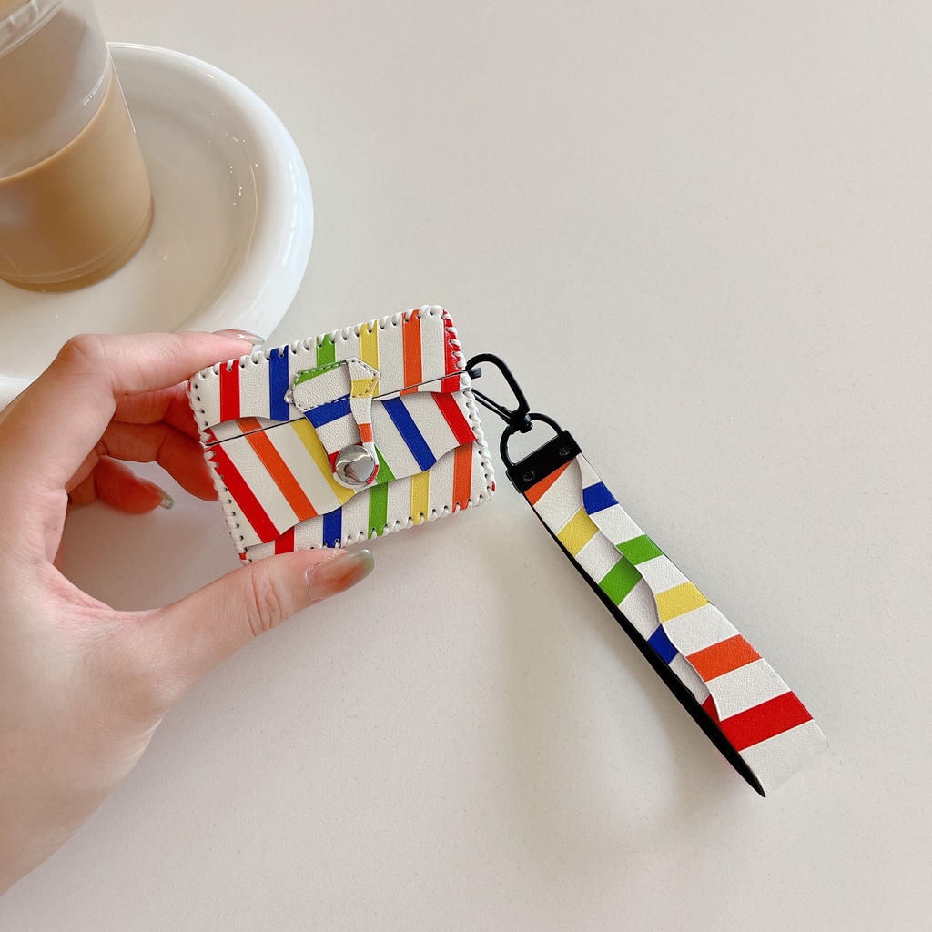 Vỏ Bảo Vệ Hộp Sạc Tai nghe không dây AirPods 1 / 2 gen3 Pro2 2022 Bằng TPU Mềm Họa Tiết Kẻ Sọc Nhiều Màu Thời Trang