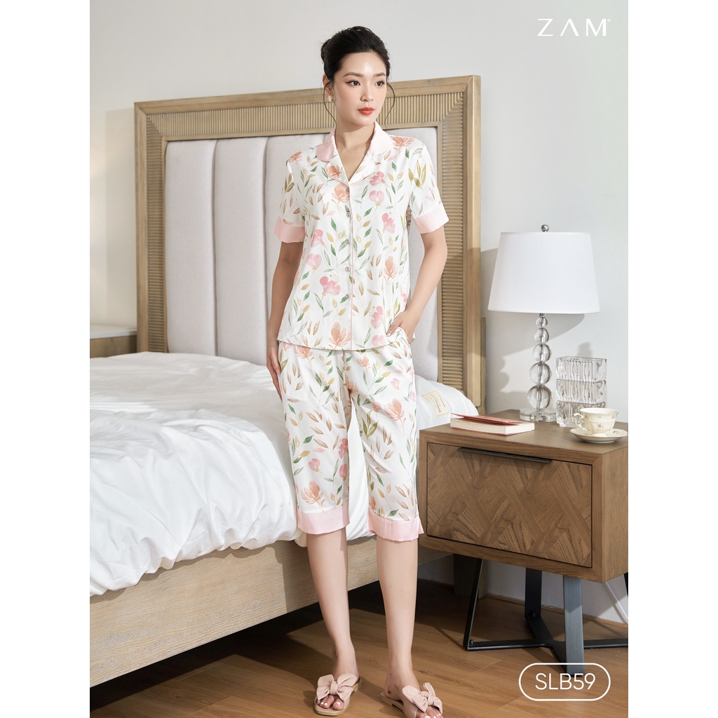 Zam Luxury - SLB59 - Ngắn tay quần lửng HOA MÀU NƯỚC