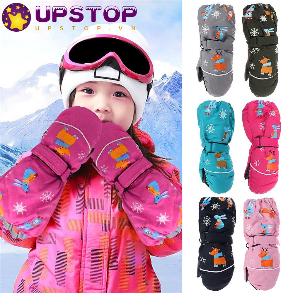 Găng Tay Trượt Tuyết Dày Dặn Ấm Áp Chống Nước In Họa Tiết Hoạt Hình Cho Bé 2-6 Tuổi