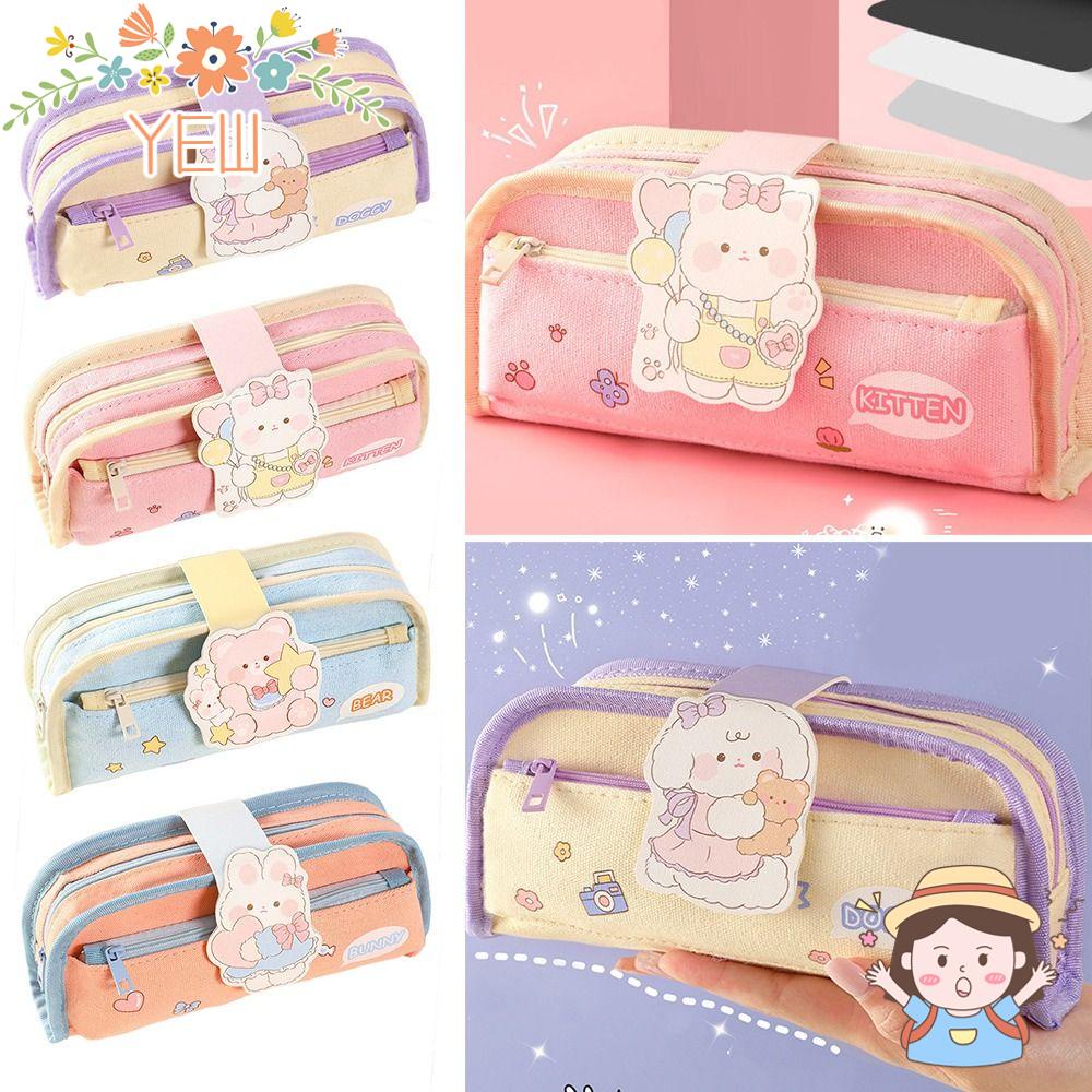 Túi Đựng Bút Họa Tiết Hoạt Hình Có Khóa Kéo Sức Chứa Lớn Tiện Dụng