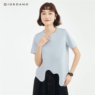 Áo thun GIORDANO 18323911 tay ngắn viền gợn sóng bất đối xứng thời trang