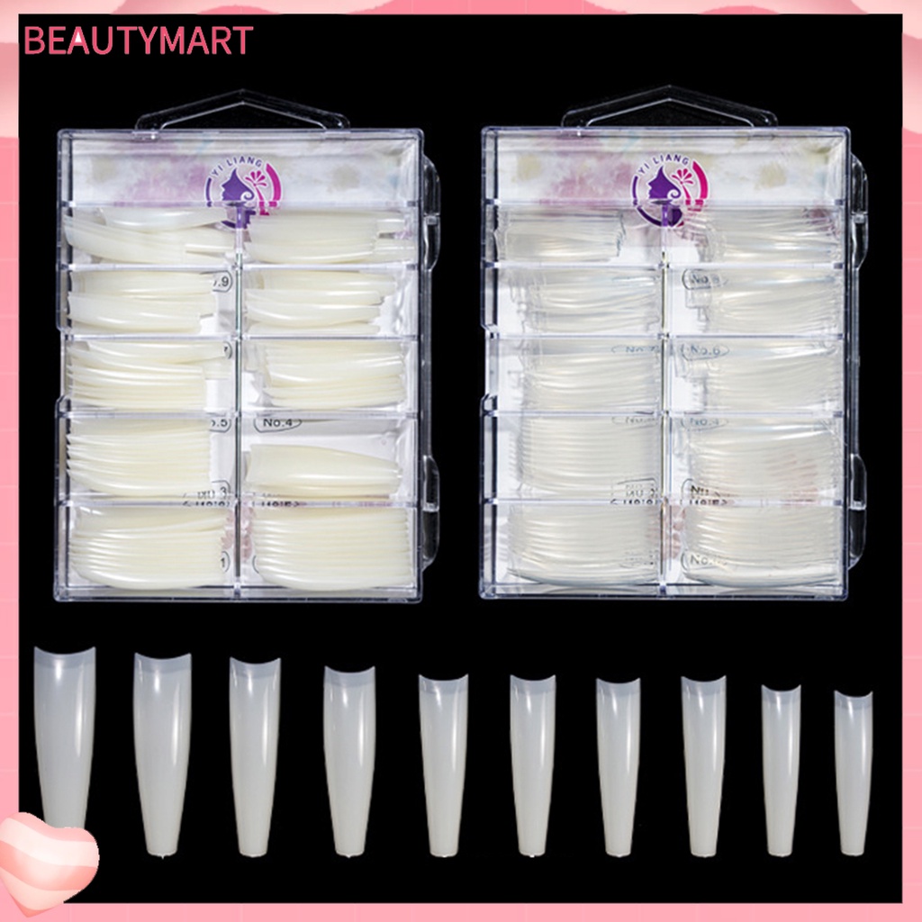 Set 100 Móng Tay Giả Đầu Nhọn Gọn Nhẹ Chống Gãy Có Thể Tái Sử Dụng