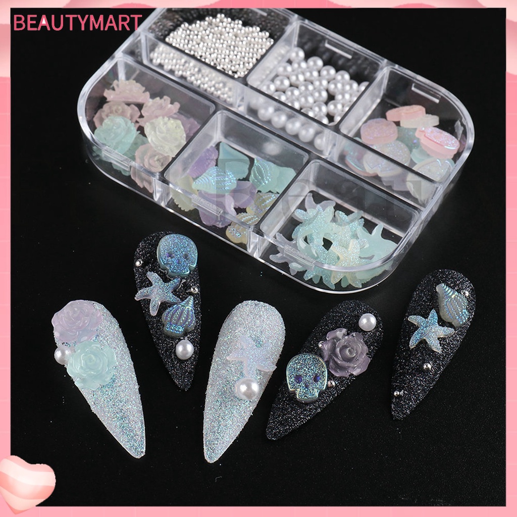 1 Hộp Phụ Kiện Trang Trí Móng Nghệ Thuật Tạo Hiệu Ứng 3D Phát Sáng Trong Bóng Tối DIY