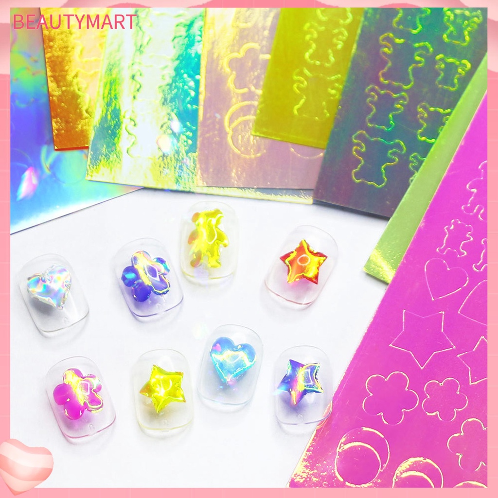 Bộ 16 Miếng Dán Móng Tay Hiệu Ứng Cực Quang Nhiều Màu Sắc Cho Nữ