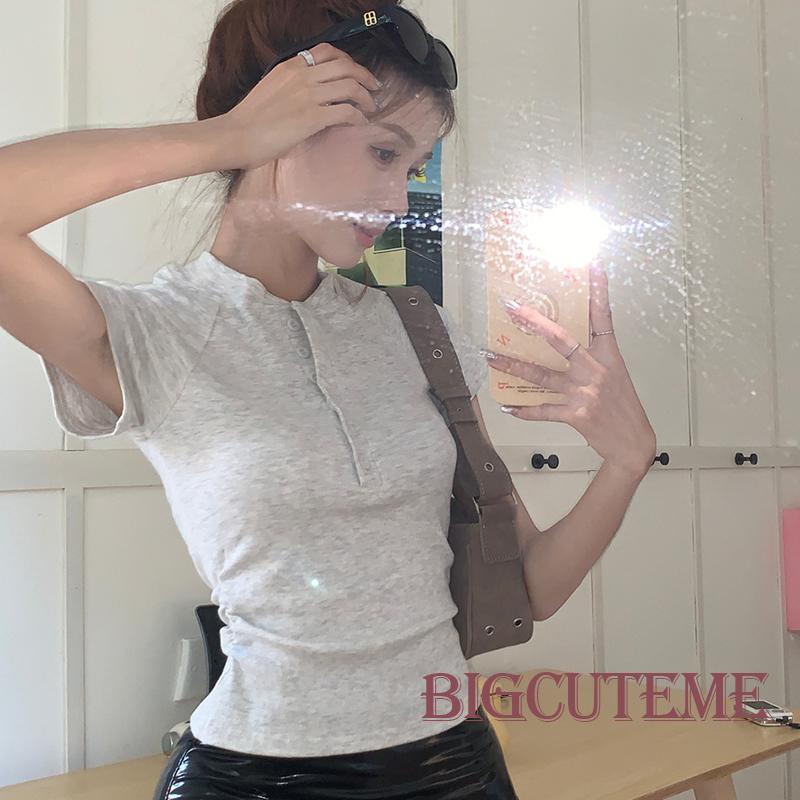 Áo Sơ Mi Tay Ngắn Màu Trơn Cài Nút Thời Trang Mùa Hè Dành Cho Nữ