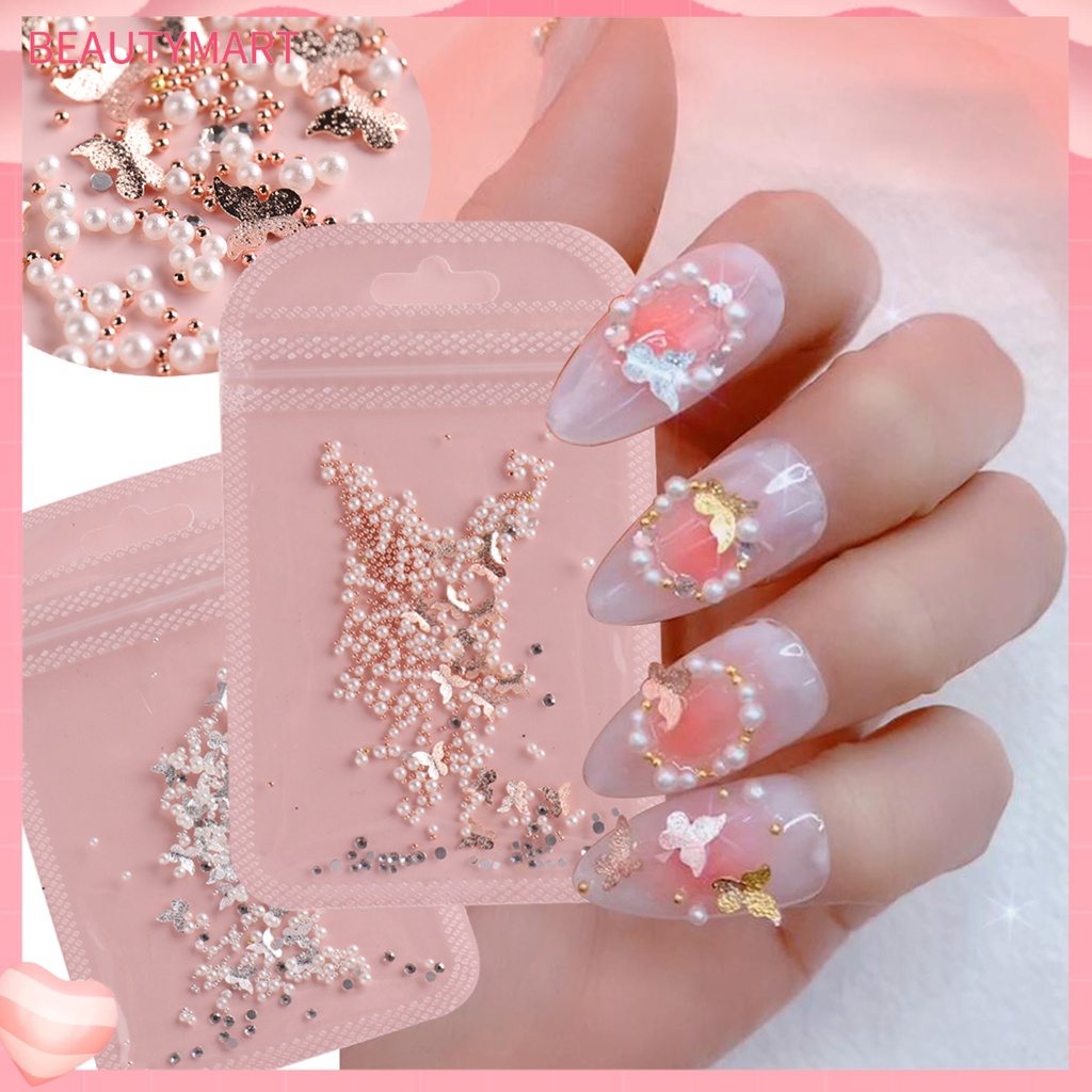 Phụ Kiện Trang Trí Móng Tay Hình Bướm Bằng Kim Loại Lấp Lánh