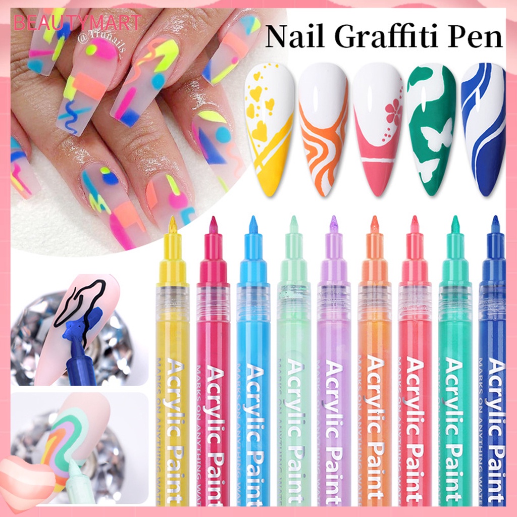 Set 4 Bút Trang Trí Móng Tay 3D Màu Sắc Sống Động Thoải Mái Chống Thấm Nước Có Thể Tái Sử Dụng