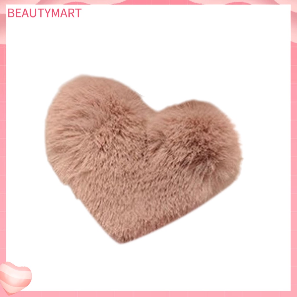 Kẹp Tóc Lông Chồn Nhân Tạo Hình Trái Tim Màu Sắc Ngọt Ngào Chống Trượt Cho Bé Gái