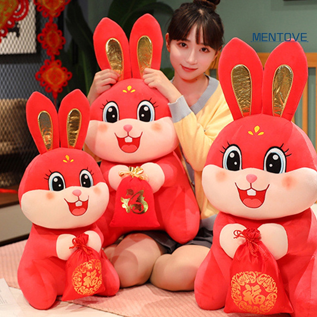 Thỏ Nhồi Bông 28 / 43 / 55cm Phong Cách Trung Hoa Dễ Thương Trang Trí Nhà Cửa