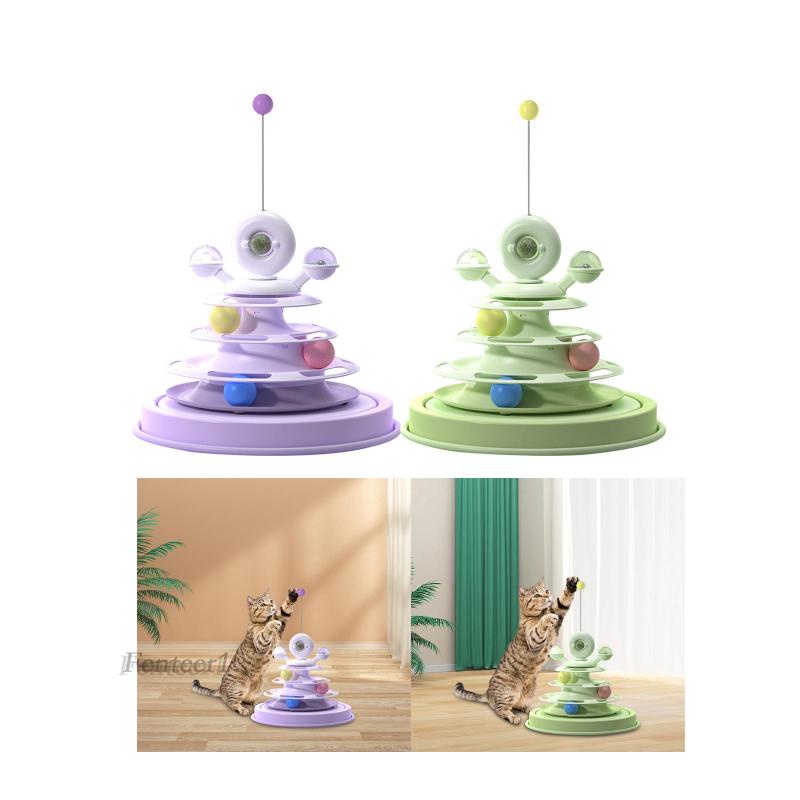 [Fenteer1] Đồ Chơi Xếp Hình Đường Ray Vòng Tròn 3 Lớp Vui Nhộn Cho Mèo Cưng