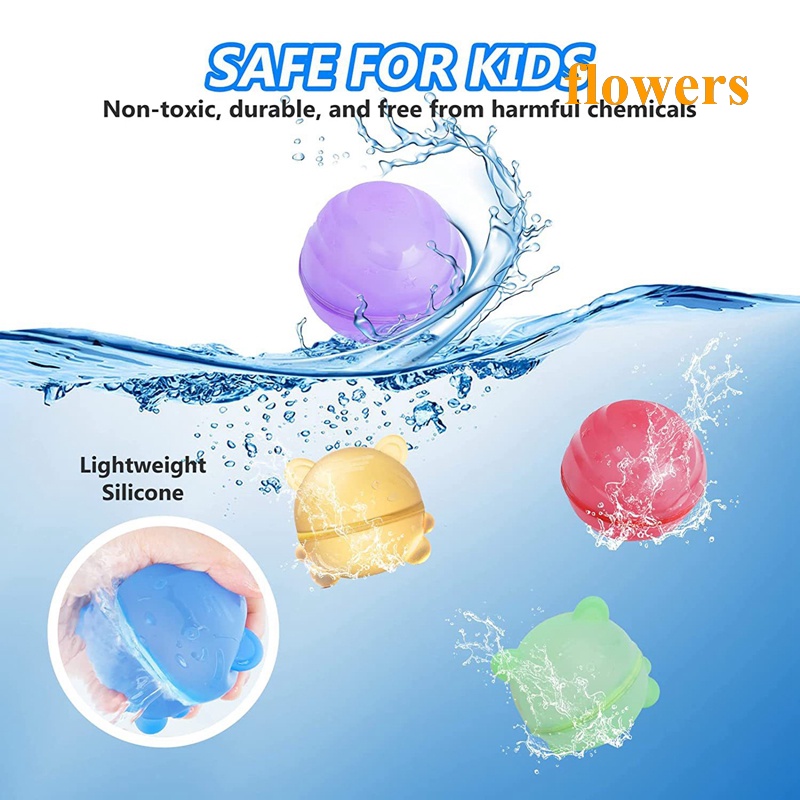 Bong Bóng Nước Tự Dính Bằng Silicone Hình Bông Hoa Dễ Sử Dụng Cho Trẻ Em