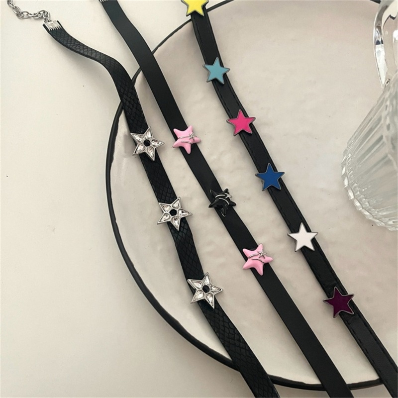 Vòng Cổ Choker Da Mặt Ngôi Sao Năm Cánh Phong Cách Harajuku Ngọt Ngào Cho Nữ