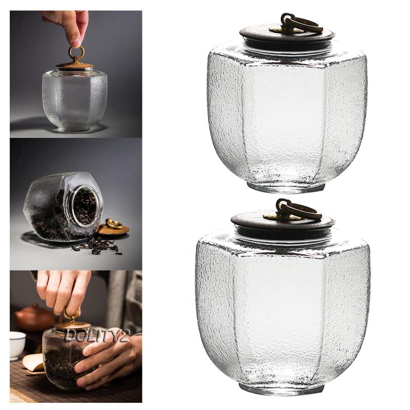 Set 2 Hũ Thủy Tinh Tròn Đựng Trà / Thức Ăn Phong Cách Retro Cho Nhà Bếp / Phòng Ăn