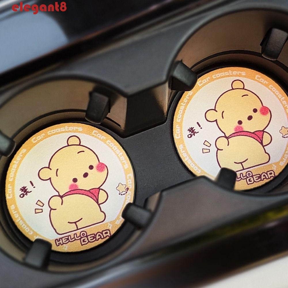 Đệm Da Lót Cốc Nước Chống Trượt Hình Mèo / Gấu Đỏ Trang Trí Xe Hơi