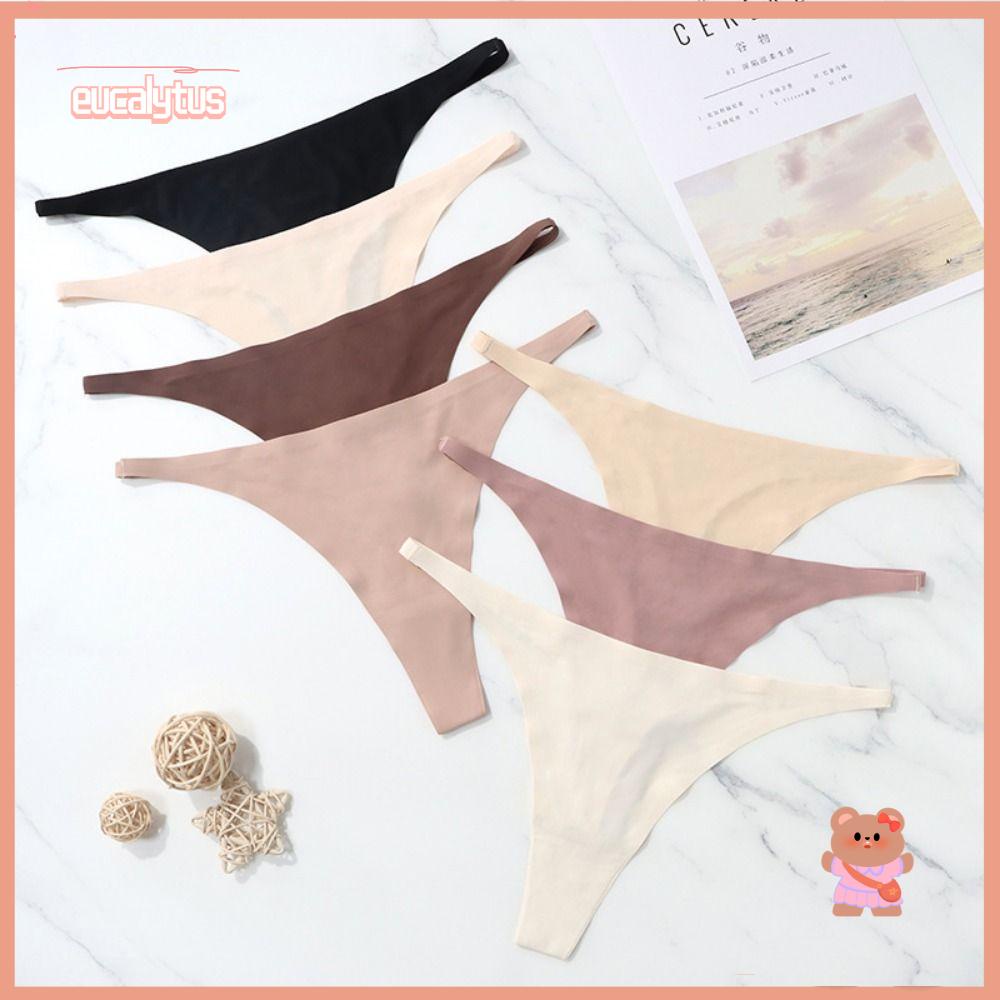 Quần Lót Lụa Lạnh Không Đường May Lưng Thấp Họa Tiết Kẻ Sọc Cho Nữ