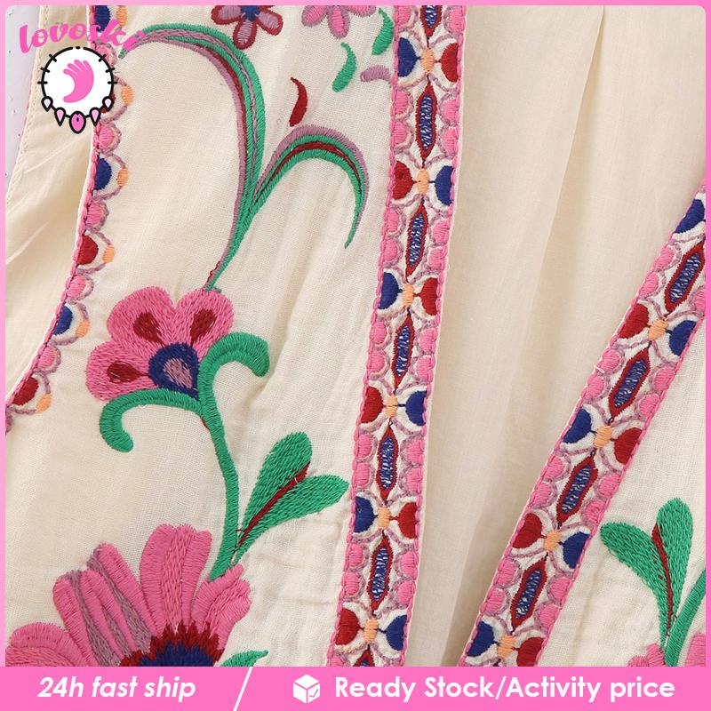 [Lovoski] Áo Crop Top Không Tay Thêu Hoa Phong Cách Cổ Điển Dành Cho Nữ