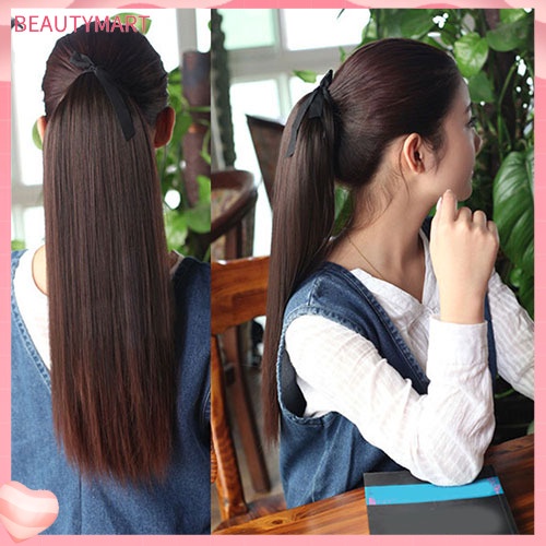 Tóc Giả Đuôi Ngựa Thẳng Dài Bằng Sợi Tổng Hợp Thời Trang Dành Cho Nữ