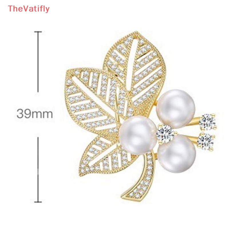 Trâm Cài Áo Hình Chiếc Lá Đính Ngọc Trai Giả Màu Vàng Thời Trang Phong Cách Hàn Quốc