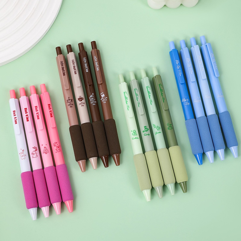Set 4 Bút Nhấn Nhanh Khô Đầu Lò Xo 0.5mm