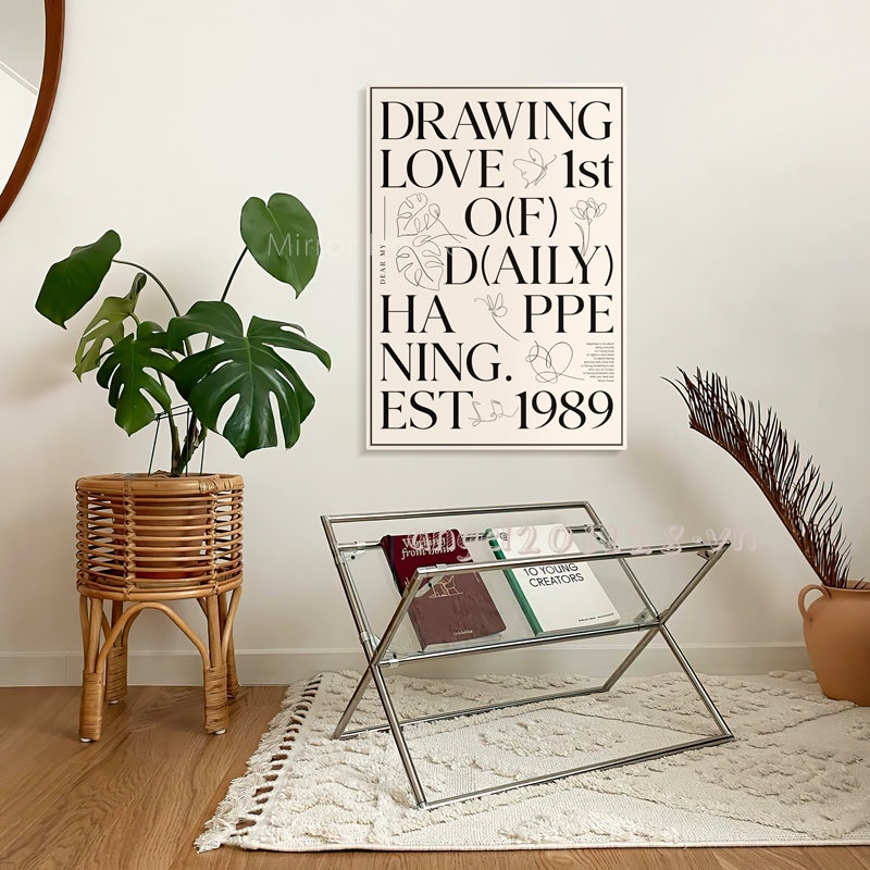 Tranh Vẽ Chữ Tiếng Anh Trắng Đen Treo Tường Trang Trí Phòng Khách