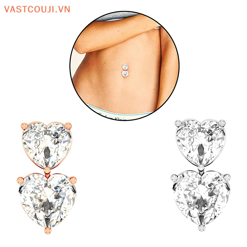 Khuyên Rốn Hình Trái Tim Đính Đá Zircon Quyến Rũ Cho Nữ