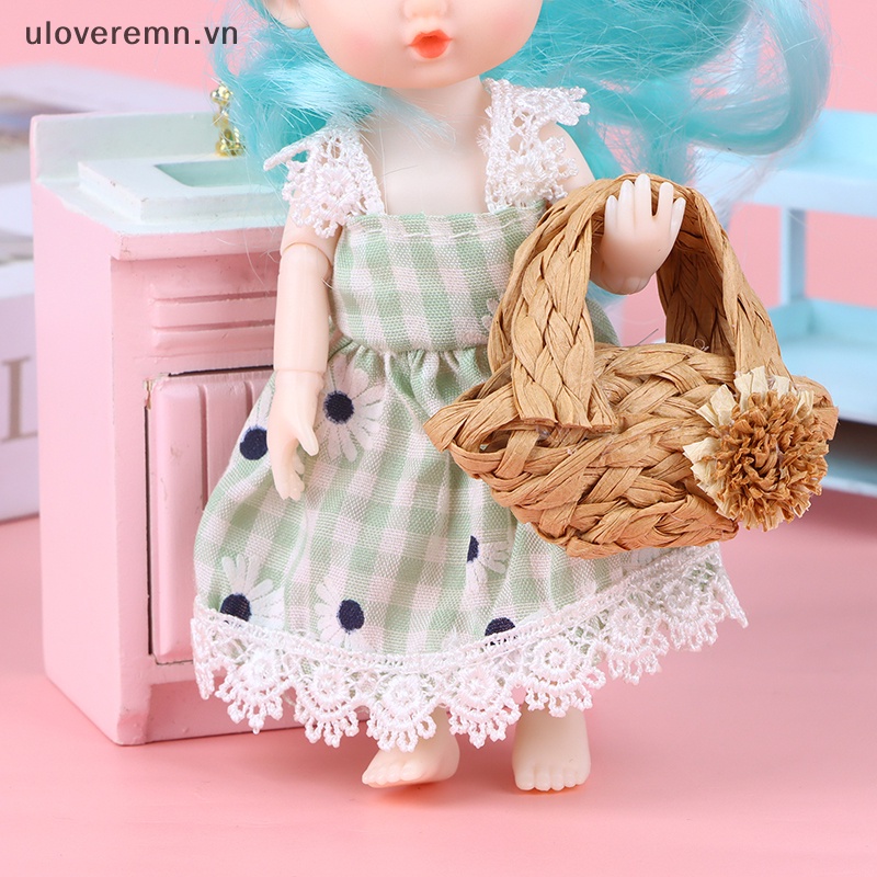 Giỏ Đan Lát Thủ Công Mini Tỷ Lệ 1 / 6 Trang Trí Nhà Búp Bê