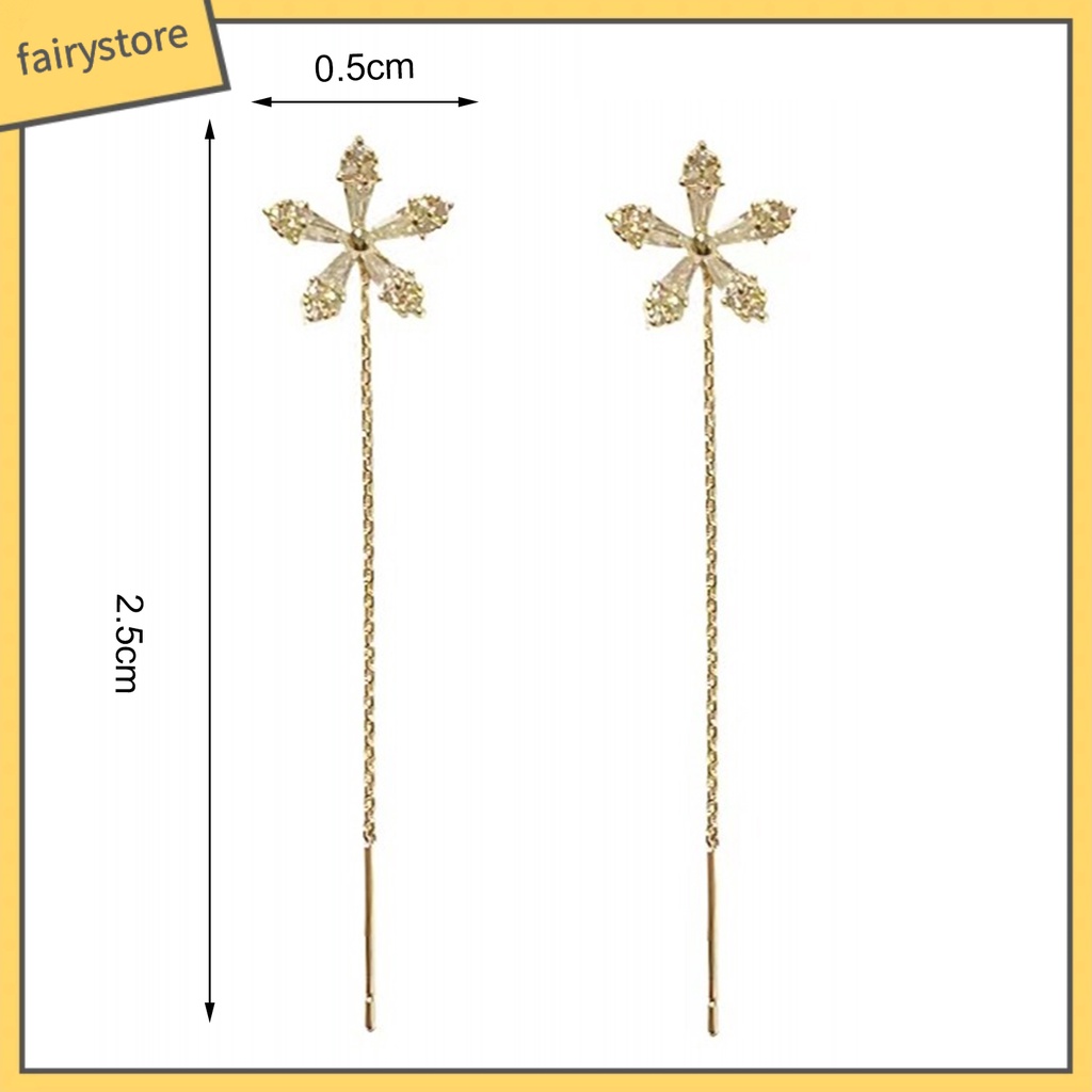 1 Đôi Bông Tai Dáng Dài Đính Đá Lấp Lánh Thời Trang Cho Nữ