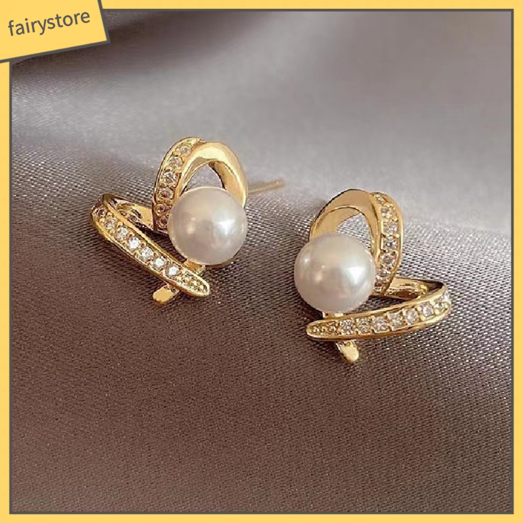 1 Đôi Bông Tai Hình Trái Tim Nạm Đá Lấp Lánh Thời Trang