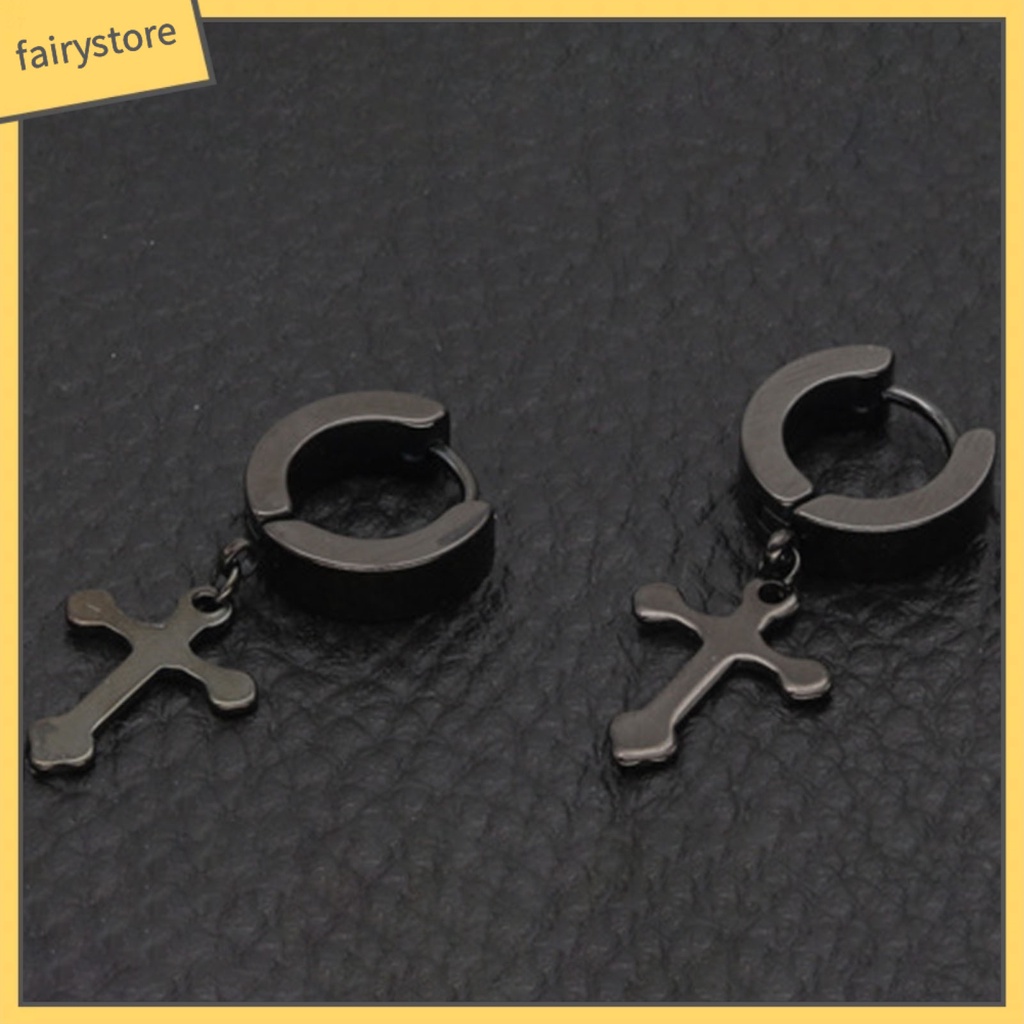 1 Đôi Bông Tai Hình Thánh Giá Bằng Thép Titan Dành Cho Nam Và Nữ
