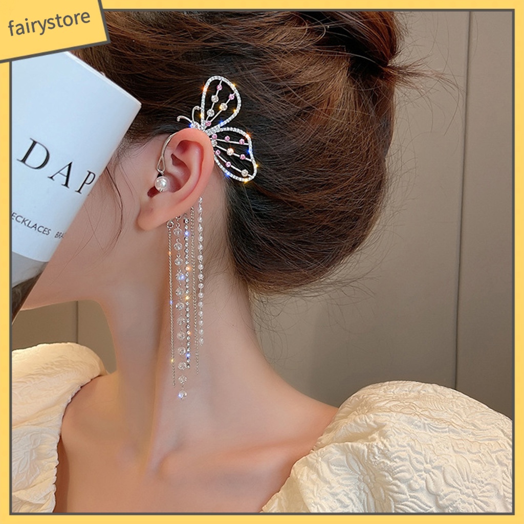 1 Đôi Bông Tai Hình Bướm Có Đính Đá Lấp Lánh Dành Cho Nữ
