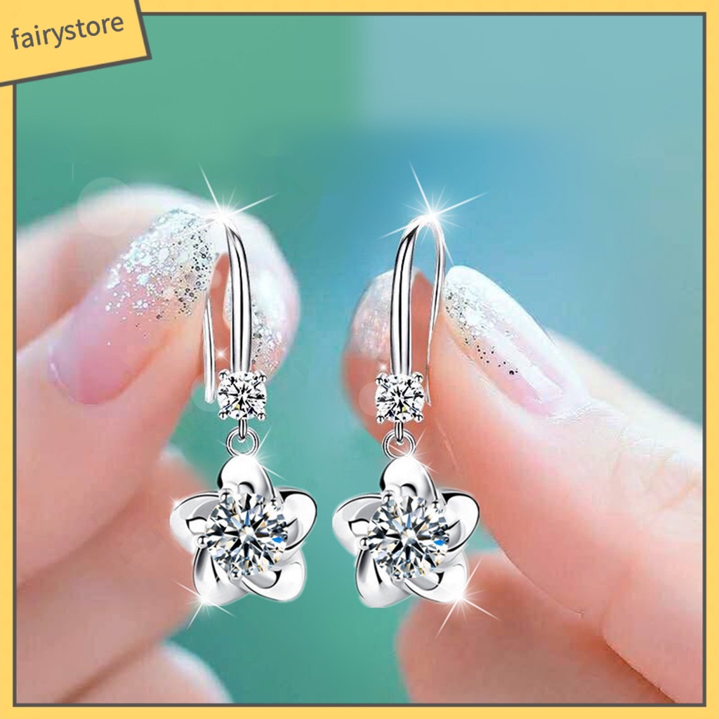 1 Đôi Bông Tai Hình Hoa Đính Đá Lấp Lánh Dành Cho Nữ