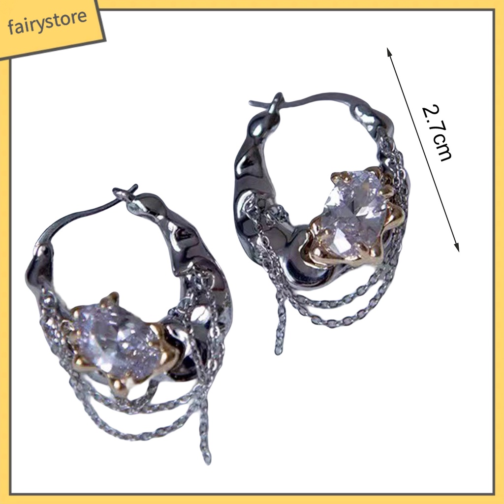 1 Đôi Bông Tai Tròn Đính Đá Lấp Lánh Thời Trang Dành Cho Nữ