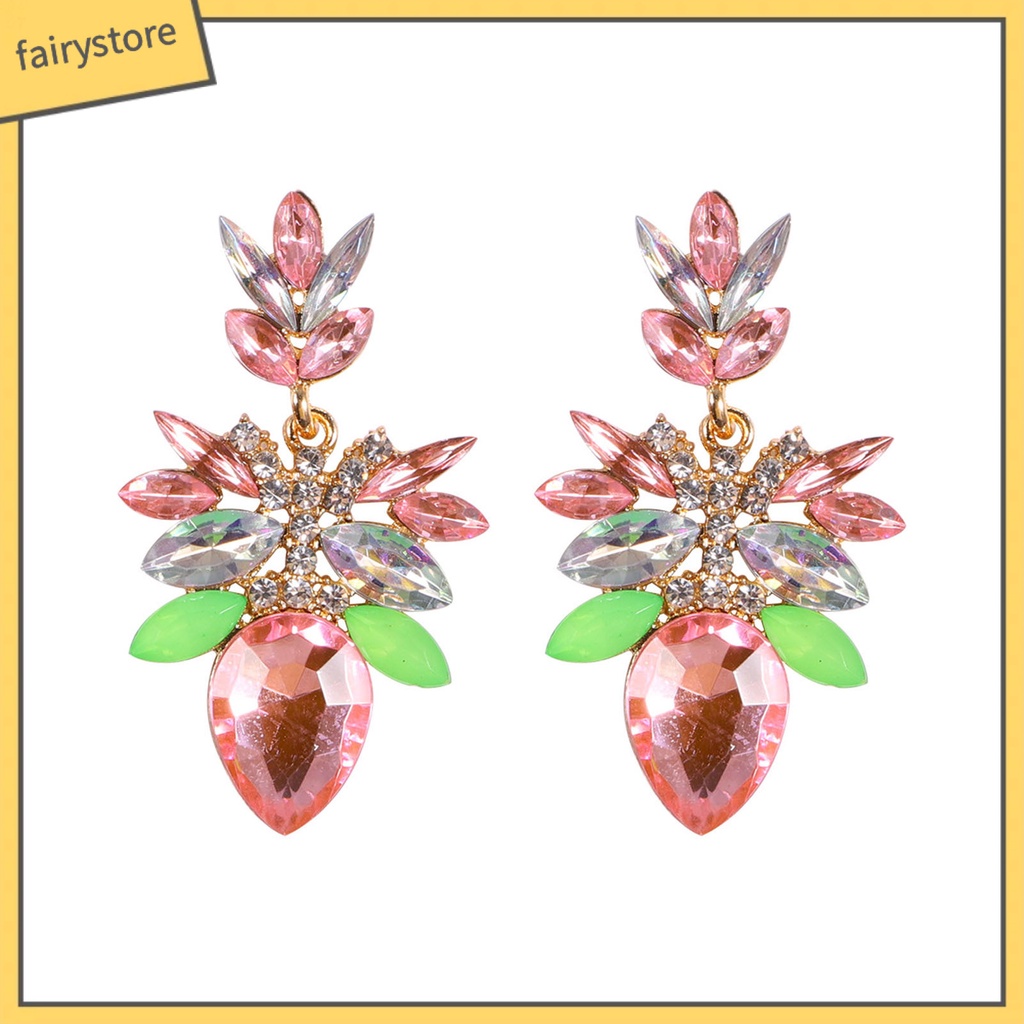 1 Đôi Khuyên Tai Đính Đá Thời Trang Cho Nữ