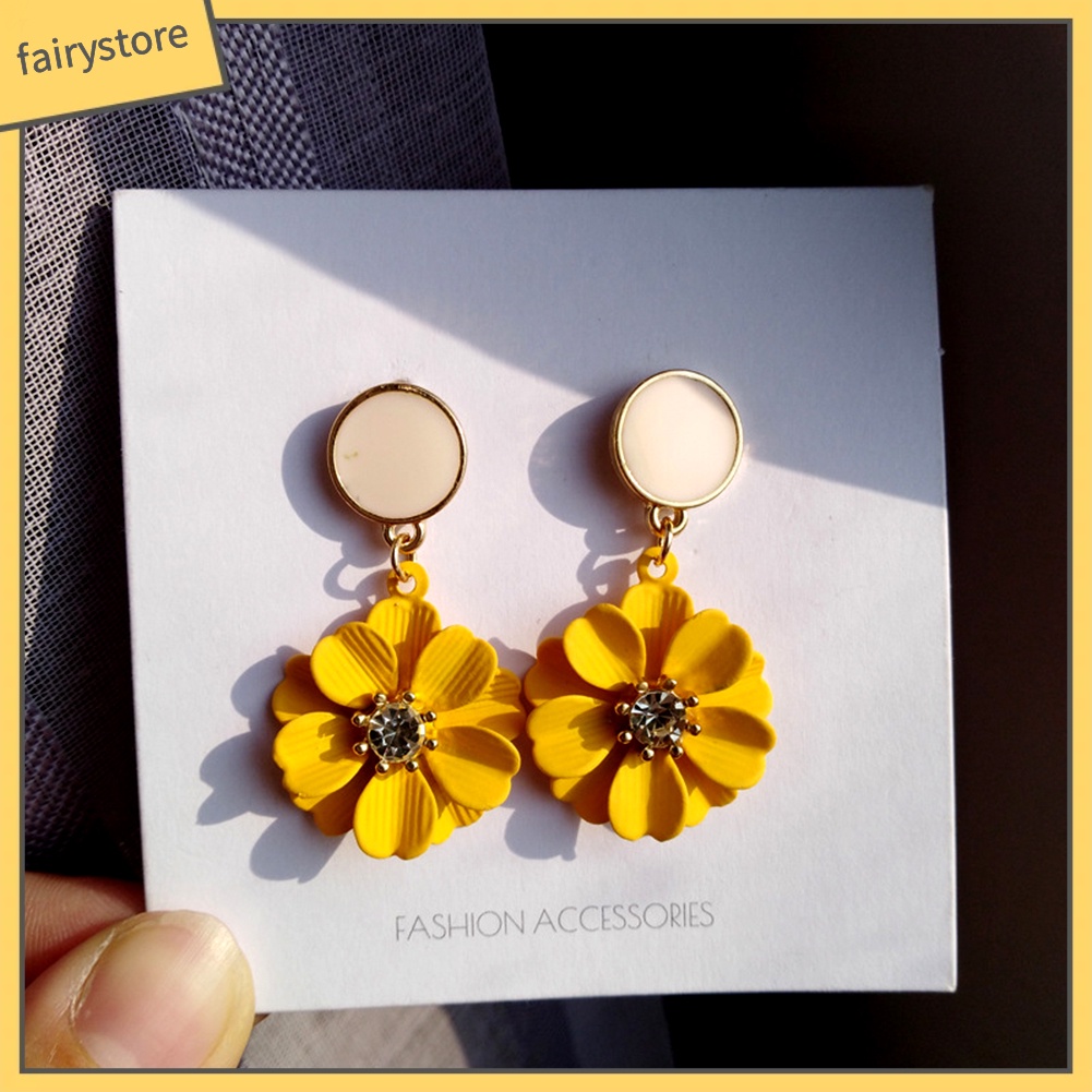 Bông Tai Hình Hoa Đính Đá Thời Trang Dành Cho Nữ