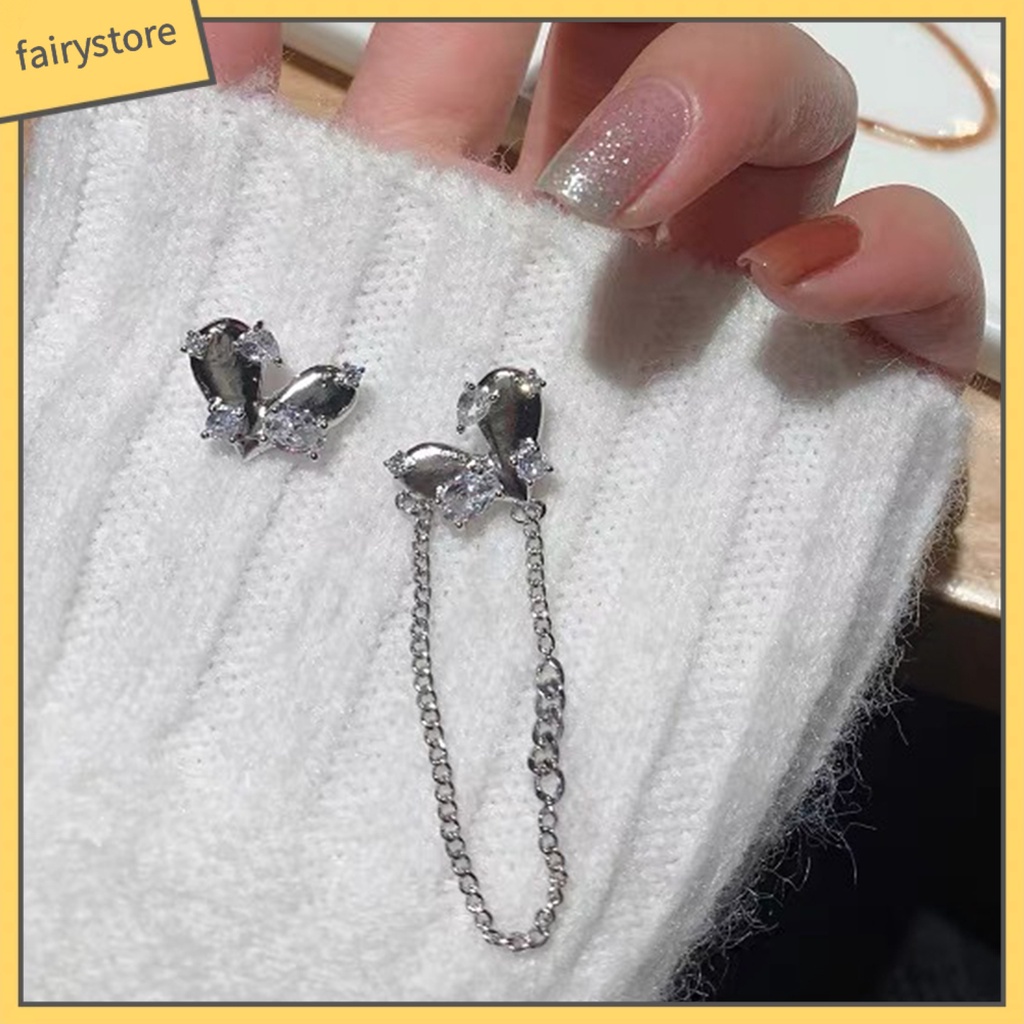 1 Đôi Khuyên Tai Hình Trái Tim Lấp Lánh Phong Cách Hàn Quốc