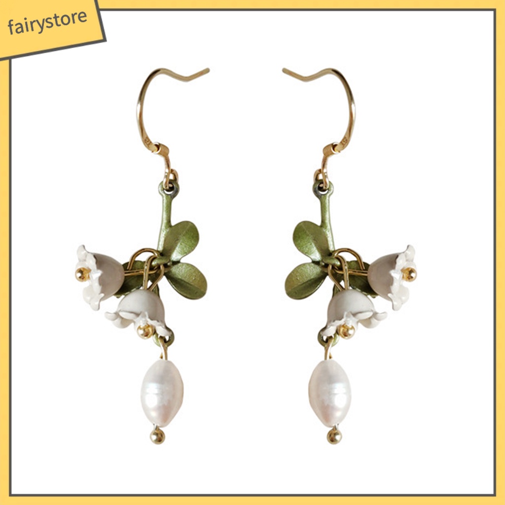 1 Đôi Bông Tai Hình Hoa Tulip Đính Ngọc Trai Nhân Tạo Thời Trang